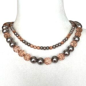 Double Stranded Beaded Necklace 16”